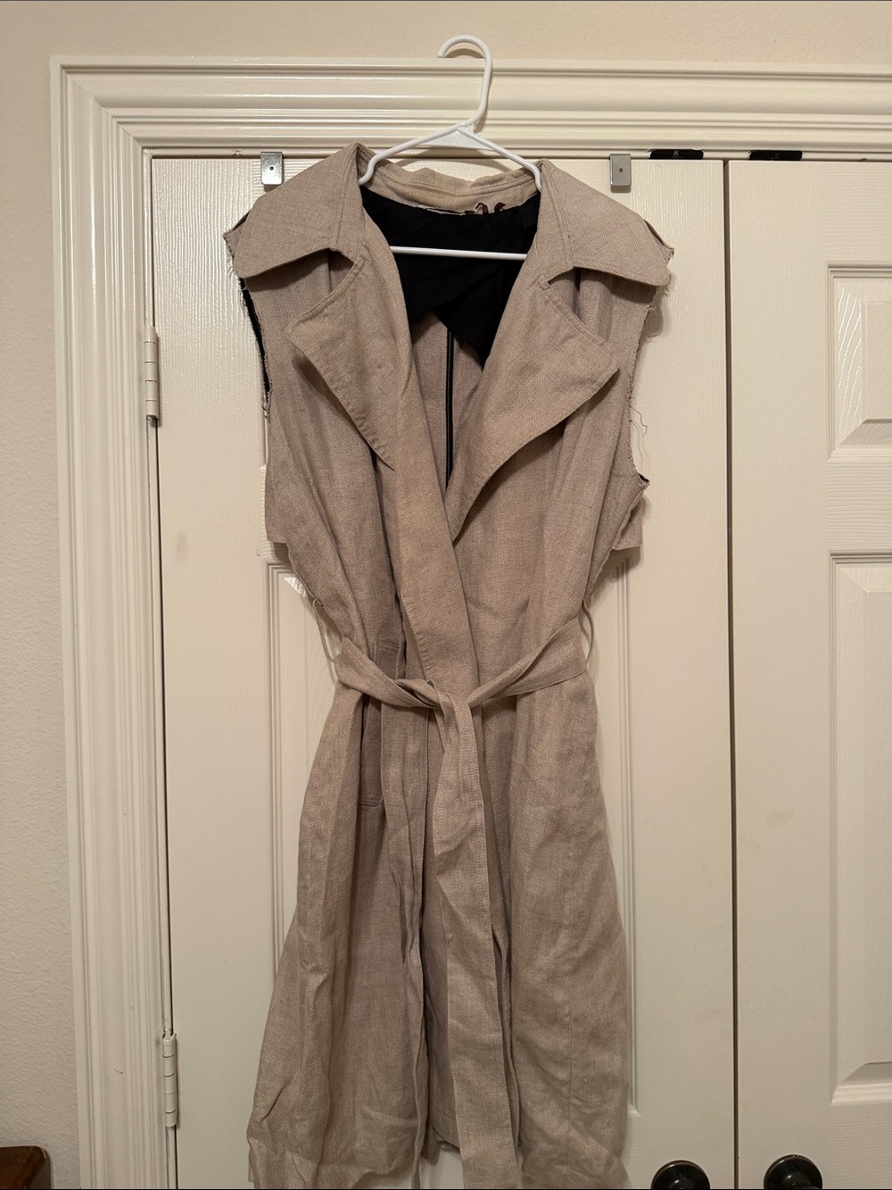 Soft Surroundings Linen Trench Vest with Deconstructed Arm Holes
